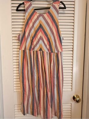 True Craft Multicolor Striped Sleeveless Midi Dress